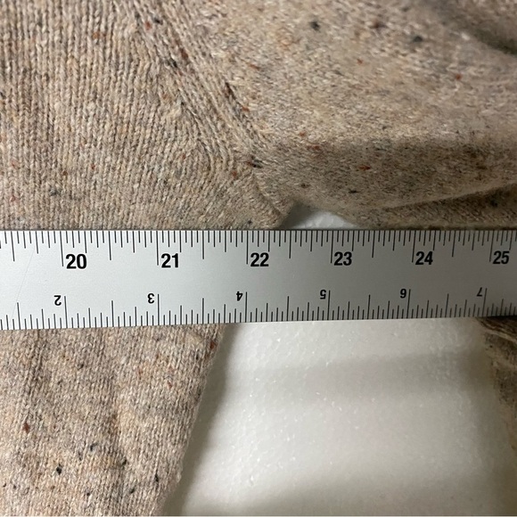 J. Crew Sweater Confetti Men Large Tan Quarter Zip Merino Wool Blend Ribbed Trim - Picture 8 of 9